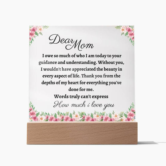 Mom Acrylic Ornaments, Acrylic Decorations, Gift For Mom, Desk Decor, Floral Mom I Love You Decorative Acrylic Plaque With Wood Stand, For Home, Birthday, Mother's Day, Easter