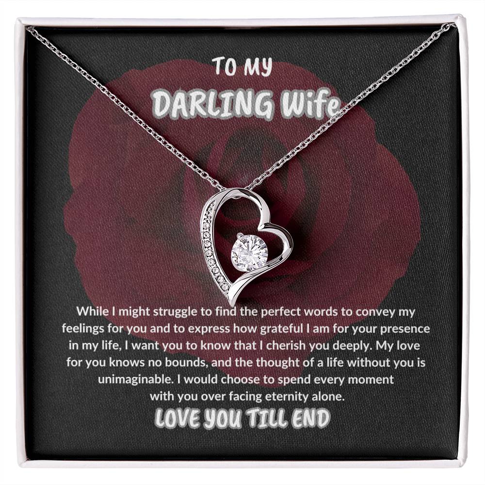 WIFE NECKLACE GIFT,TO MY DARLING WIFE NECKLACE GIFT,GIFT FOR WIFE