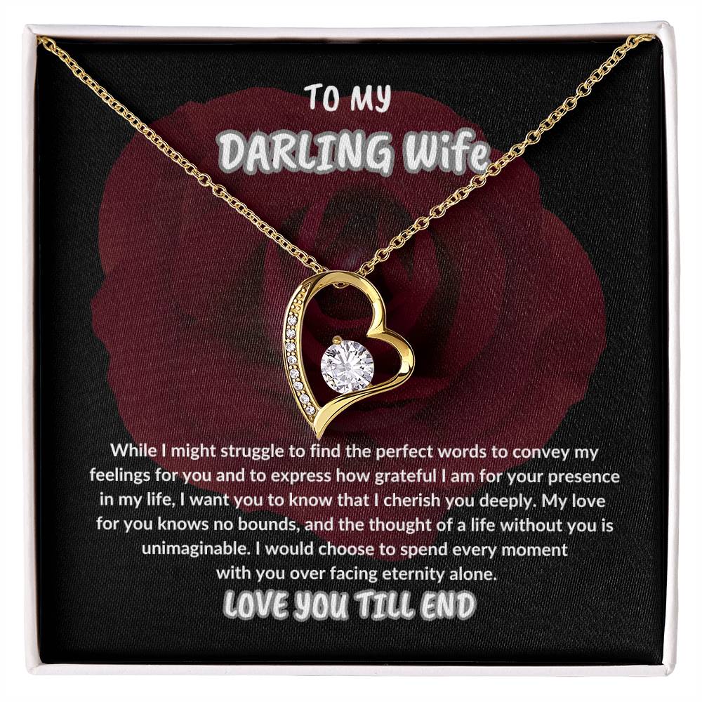 WIFE NECKLACE GIFT,TO MY DARLING WIFE NECKLACE GIFT,GIFT FOR WIFE