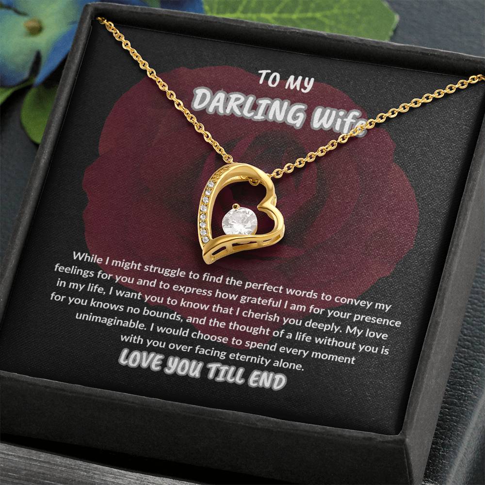 WIFE NECKLACE GIFT,TO MY DARLING WIFE NECKLACE GIFT,GIFT FOR WIFE